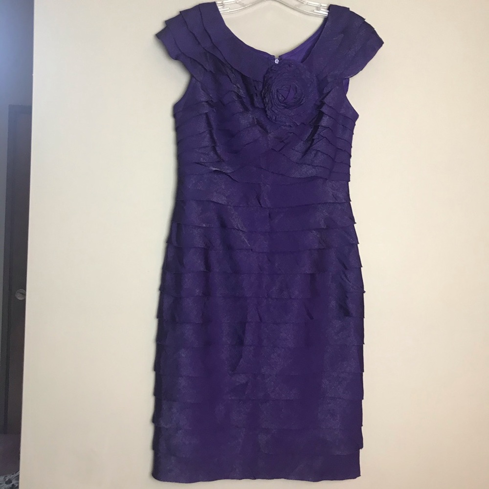 London Time Royal Purple Tiered Ruffle Dress